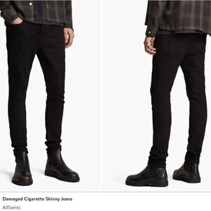 ALL Saints Damaged Cigarette Skinny  black Jeans size 32/31